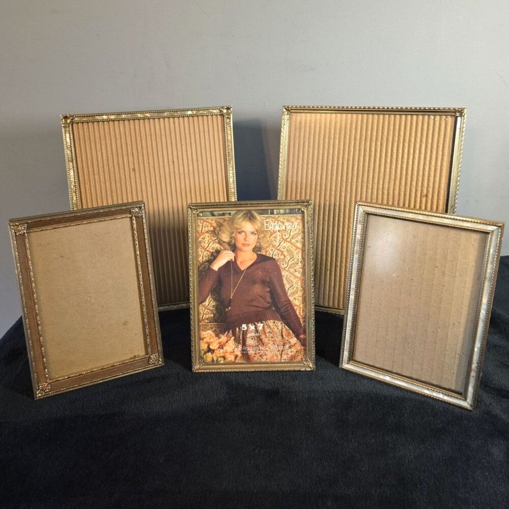 Vintage Gold Tone Metal Picture Frames Lot of 5 Ornate Gallery Wall Holiday Gift